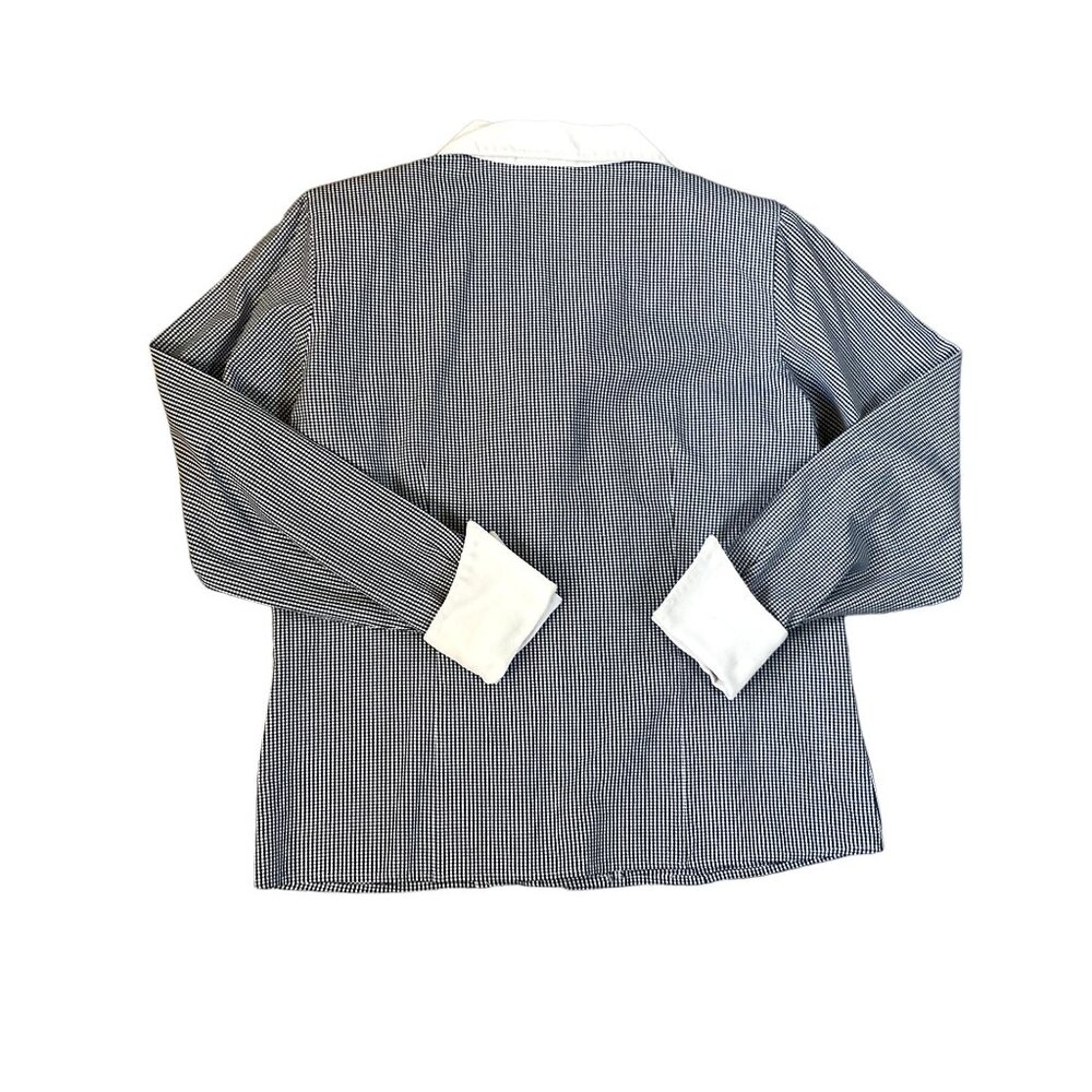 Vtg Worthington Checkered Flip Cuff Blouse Sz 6M Shoulder Pads Office Workwear - Picture 3 of 4